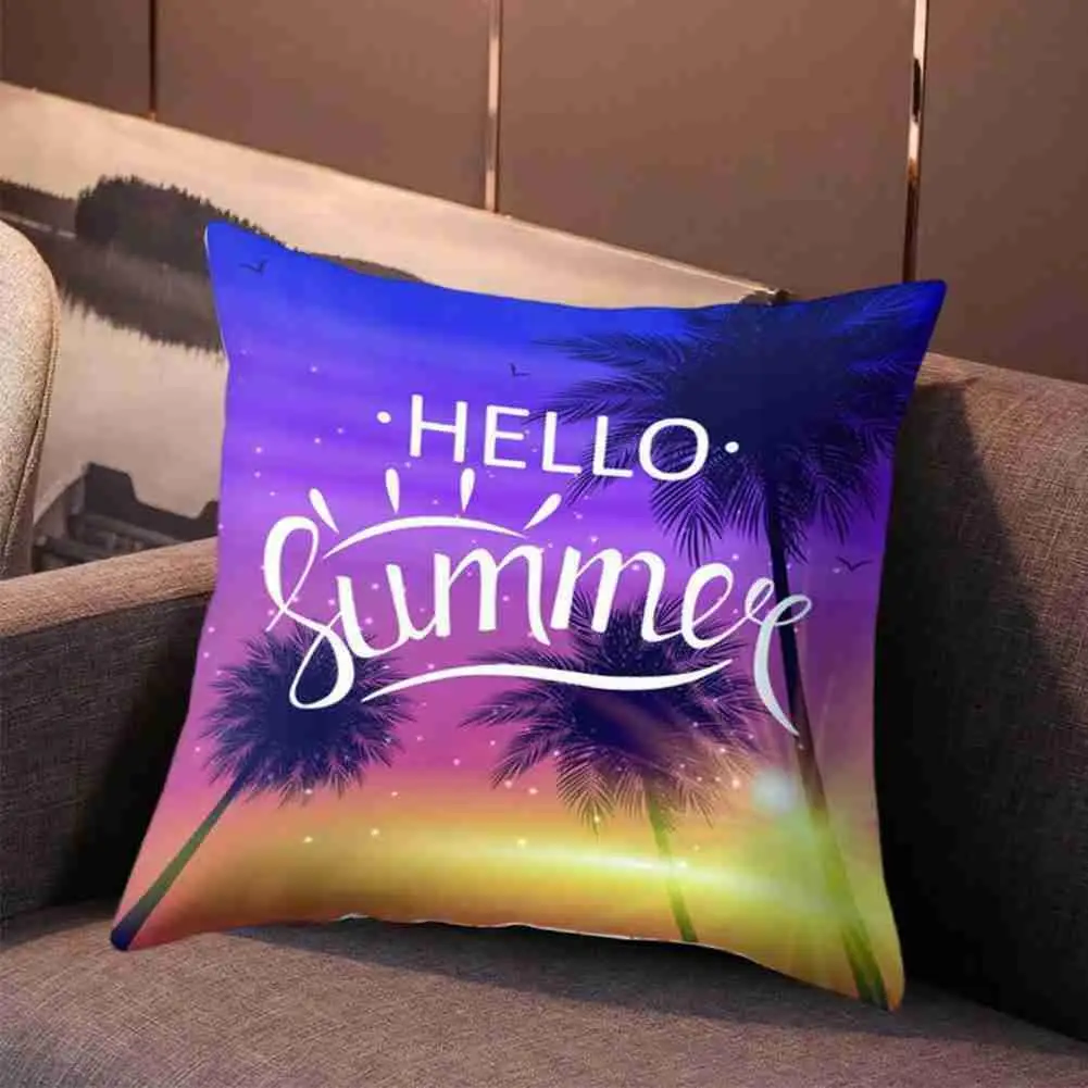 

Summer Beach Landscape Throw Pillowcase Coconut Tree Sofa Cushion Decorations 45*45cm Cover Square Home Leaves O1P8