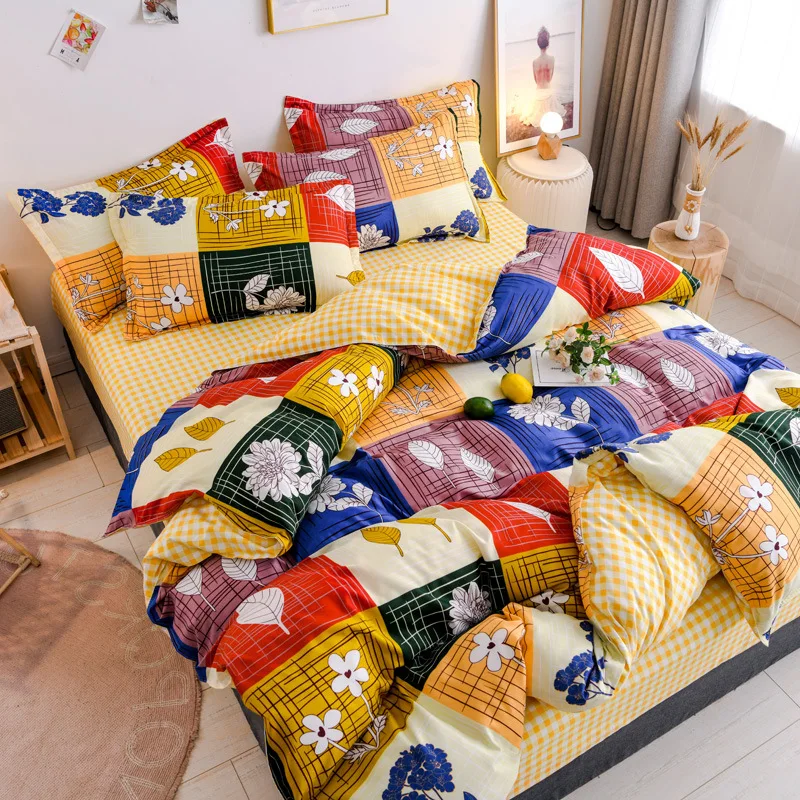 

Хлопковое одеяло с красочным принтом алоэ, чехол для подушки, постельное белье, простыня для спальни, дышащее односпальное и двуспальное по...
