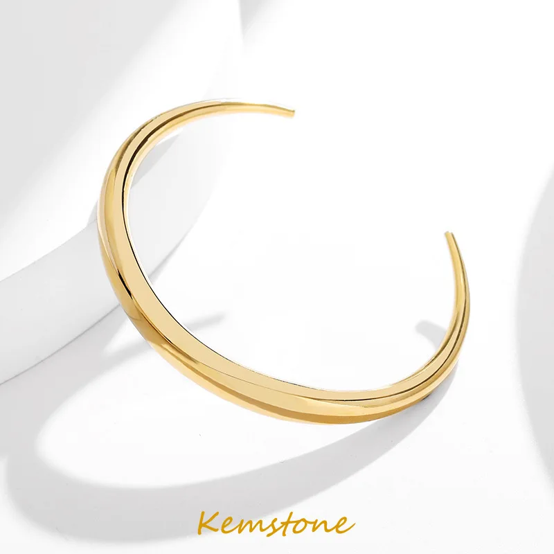 

Kemstone Open Bangle Gold Plated Cuff Bangle Bracelet Women's Jewelry Gift