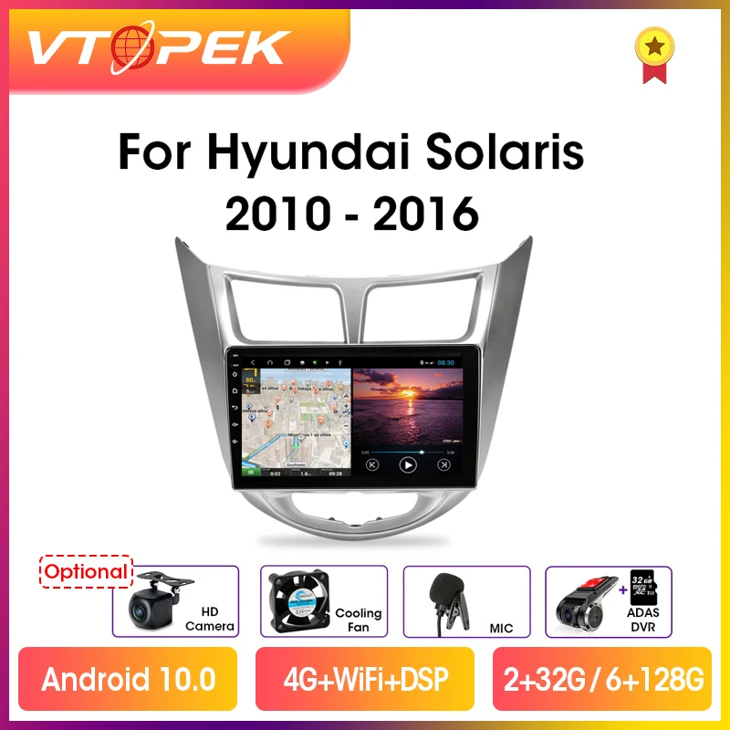 Мультимедийная система Vtopek для Hyundai Автомобильная на Android 10 0 с 9 &quotэкраном 4G + Wi-Fi