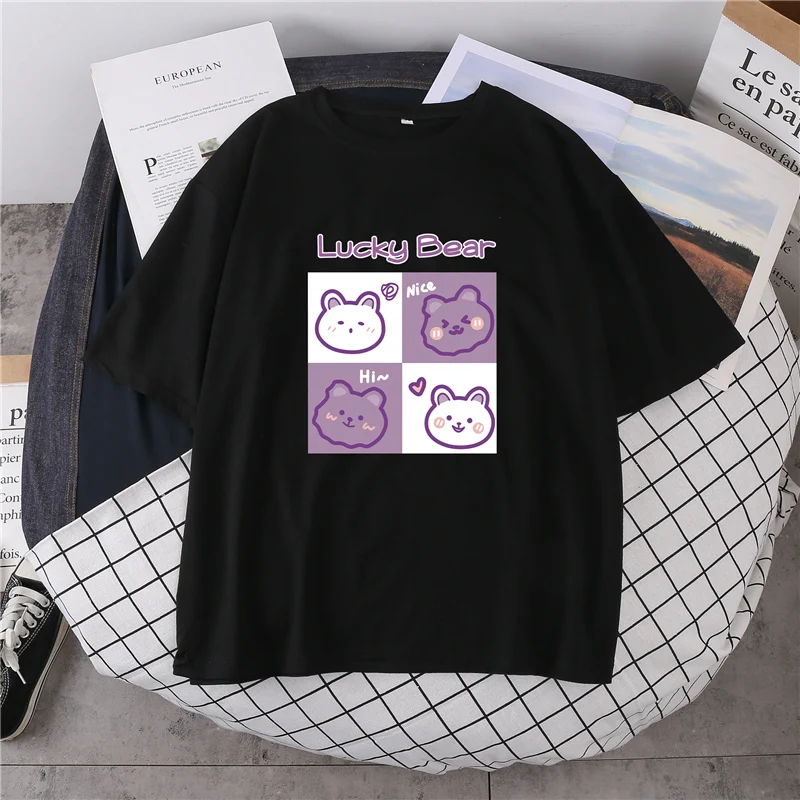 Женская свободная футболка с коротким рукавом фиолетовая круглым вырезом в