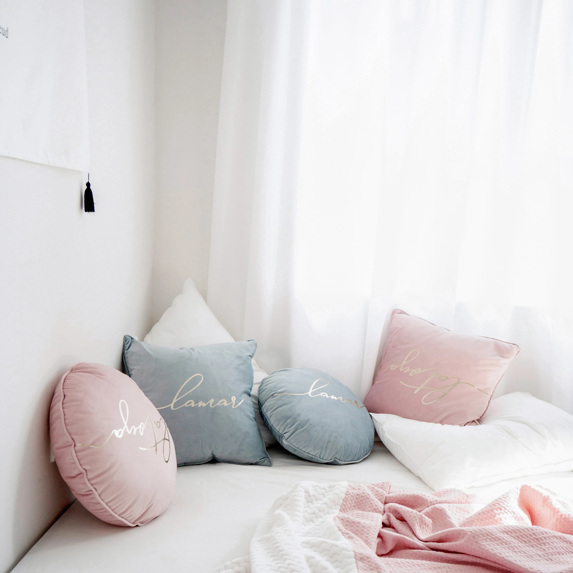 Simanfei круглая подушка для кровати в скандинавском стиле Мягкая Наволочка