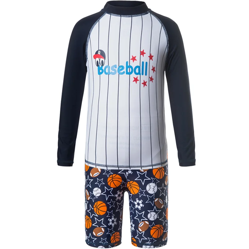 

Julysand Toddler Boys' Rash Guard Sets Basketball Swimsuit Long Sleeve Two Piece Swimwear UV Sun Protection Suit