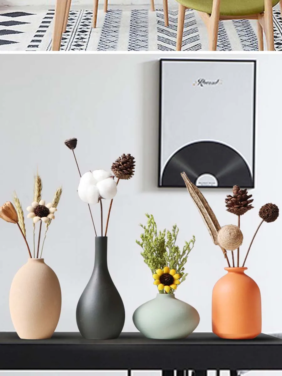 

Nordic Morandi Color Ceramic Vase Decoration Vintage Mini Vases Creative Planter Japanese Vase Fleur Minimalist Decor AA50HP