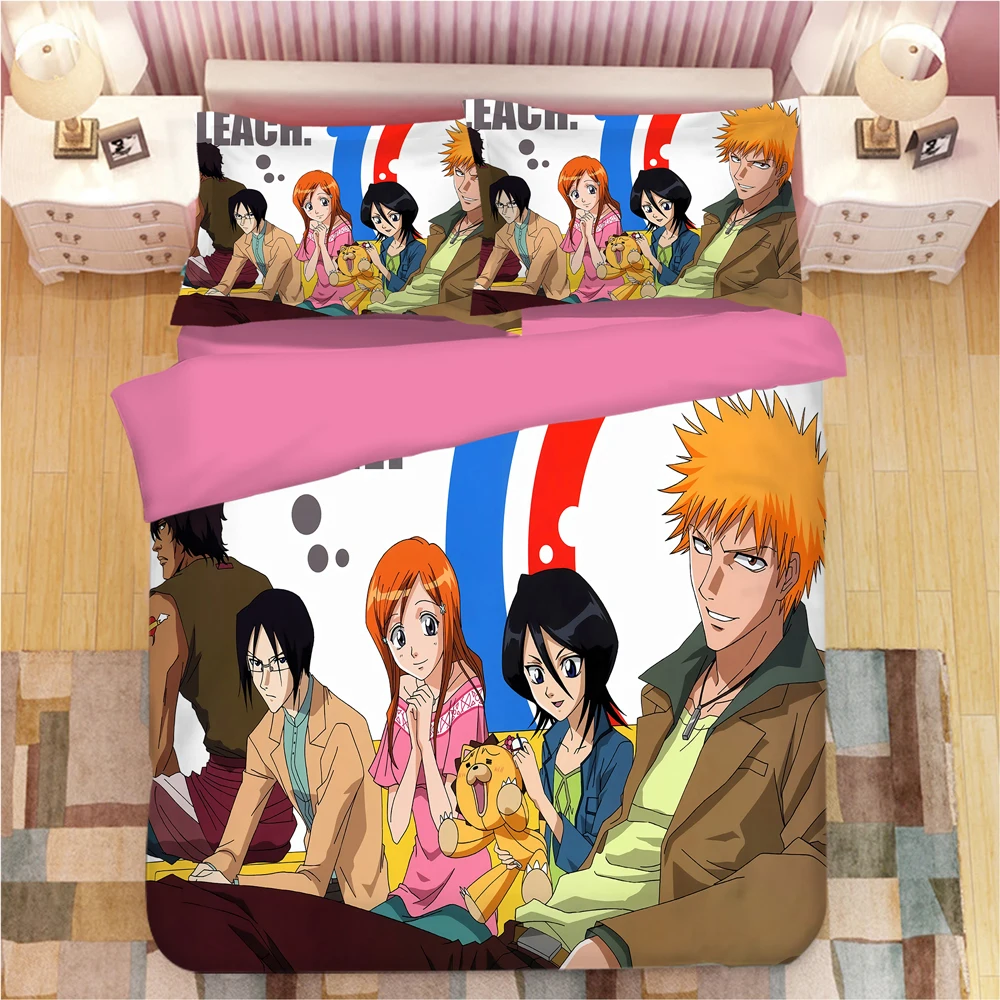 

3D Bleach Kurosaki Ichigo Bedding Set Duvet Covers Pillowcases Cartoon Anime Comforter Bedding Sets Bed Linen Bedclothes Bed Set