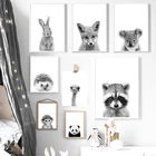 Черный, белый цвет панда, коала обезьяна страуса Nordic Плакаты и декоративное настенное Искусство Рисунок холст картины фотографии животных на стену детской комнаты настенный Декор