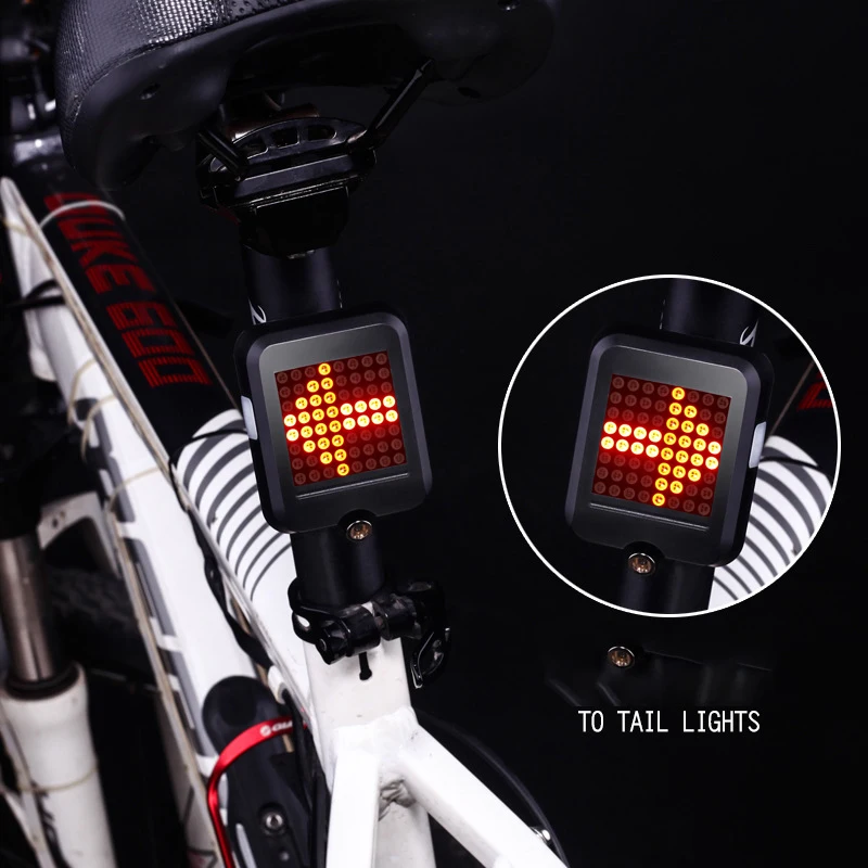 

Laser 64 LED Bicycle Turn Signals Light Rear Tail Light USB Rechargeable MTB Smart Wireless Remote Bike Cycling Safety Warning