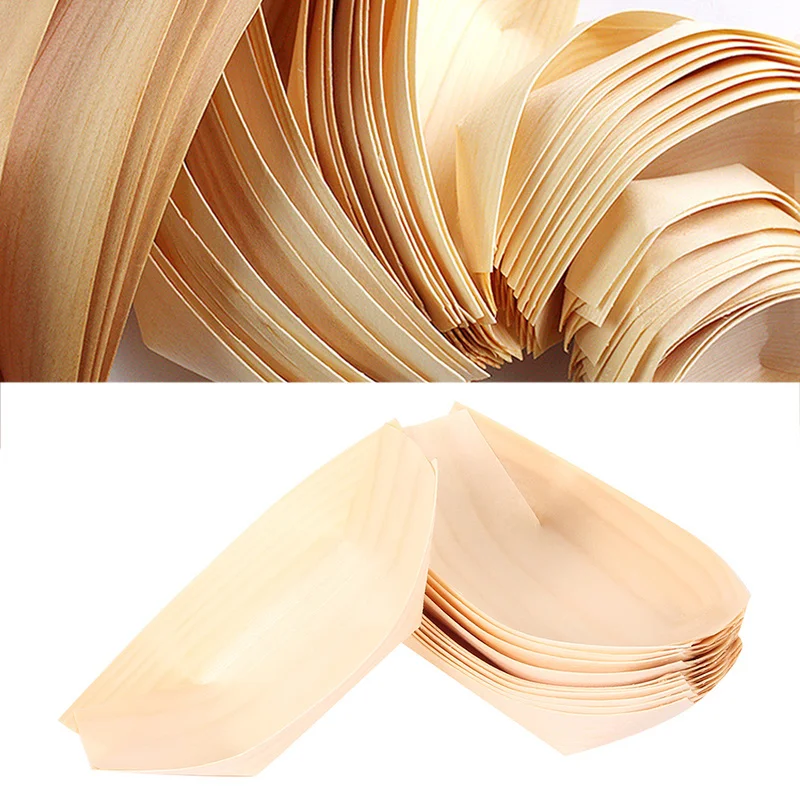 100 шт. одноразовые столовые приборы десертные тарелки Суши Лодка Корабль форма