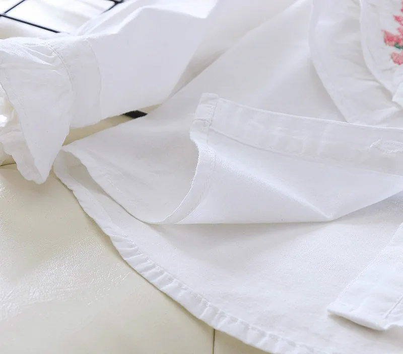 Рубашка с длинными рукавами для девочек модная детская блузка вышитым