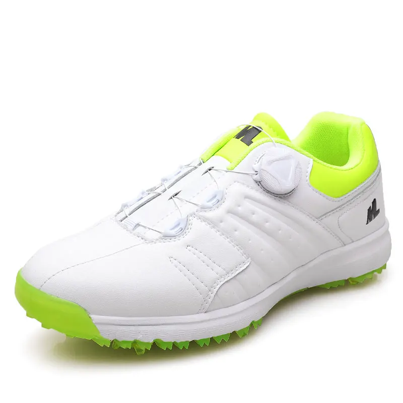 

New Professional Golf Shoes Men Waterproof Golfing Footwear White Green Spikes Golf Sneakers Male Outdoor Walking Shoes