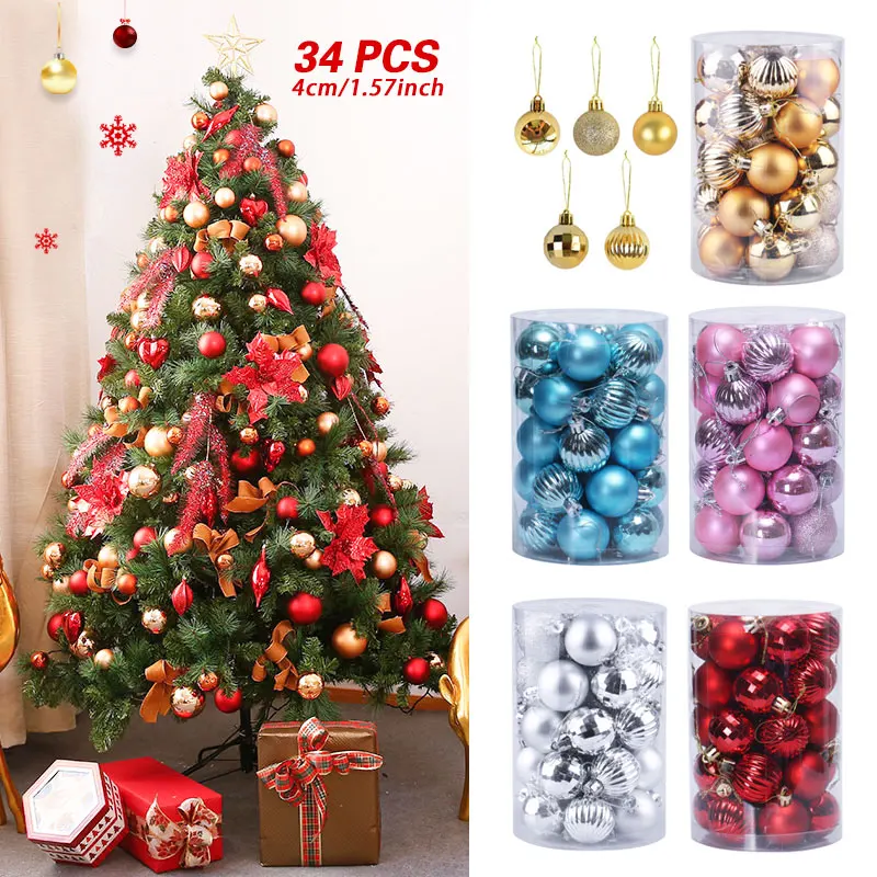 34 шт. 4 см/1 57 дюйма с блестками Рождественская елка мяч фенечки красочные