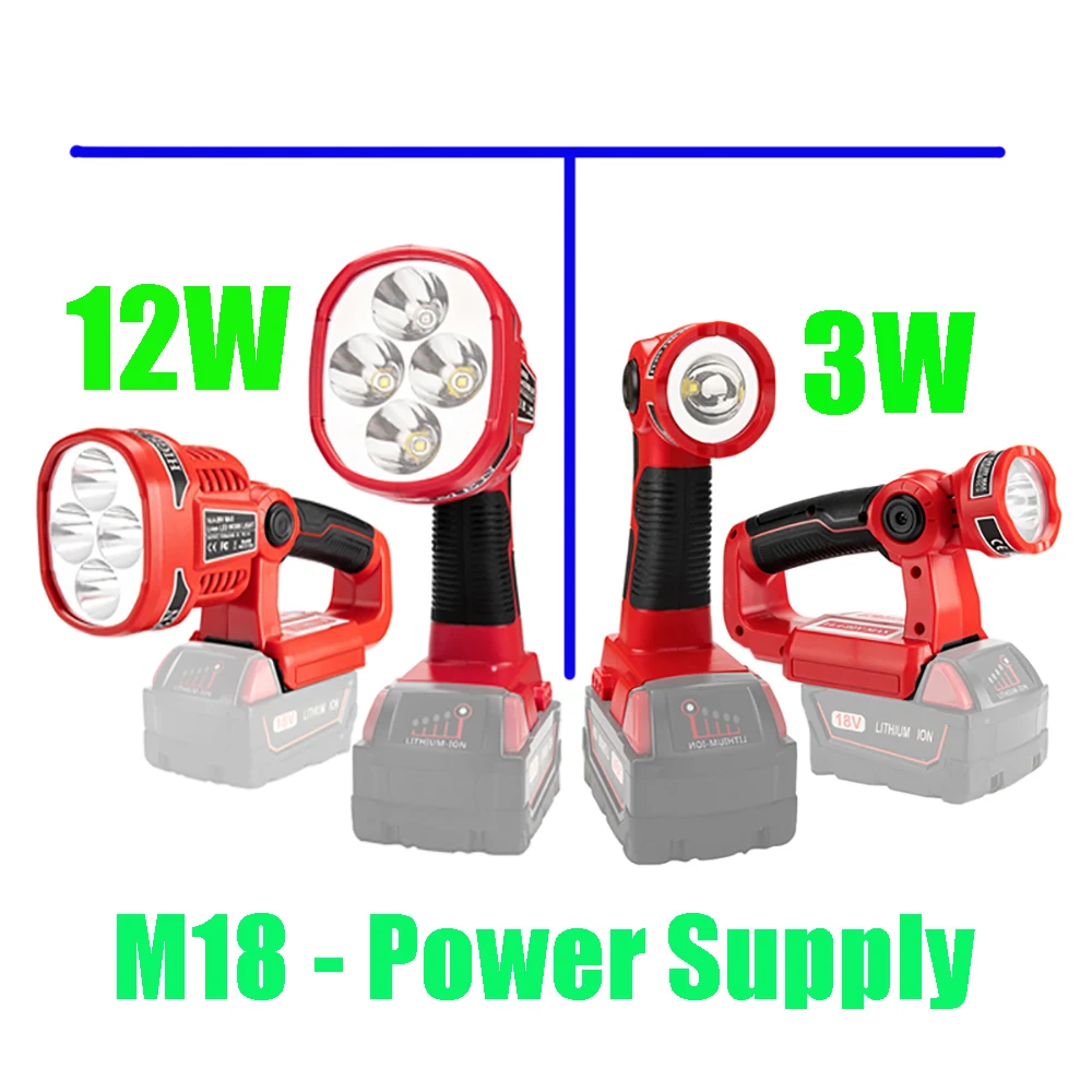 구매 휴대용 스포트라이트 LED 경고등 작업 램프 손전등 토치 핸드 랜턴, 밀워키 M18 18V 리튬 이온 배터리