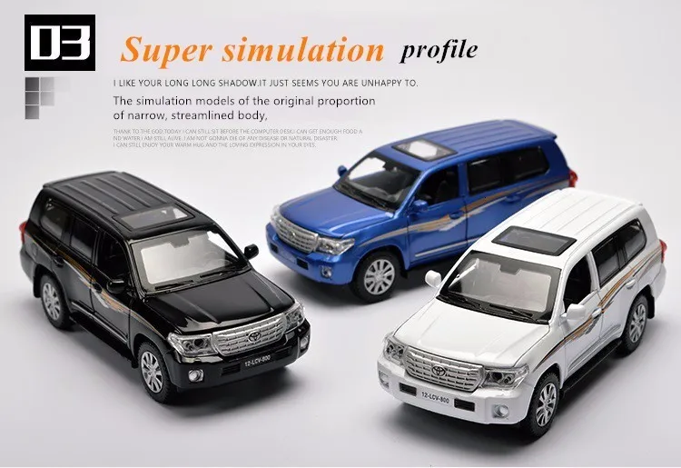 1/32 внедорожник Toyota Land Cruiser, брелок для автомобильных ключей, модели 4 дверь открыта тянуть обратно светильник музыка металлический автомобиль игрушка для детей мальчиков и девочек собрать