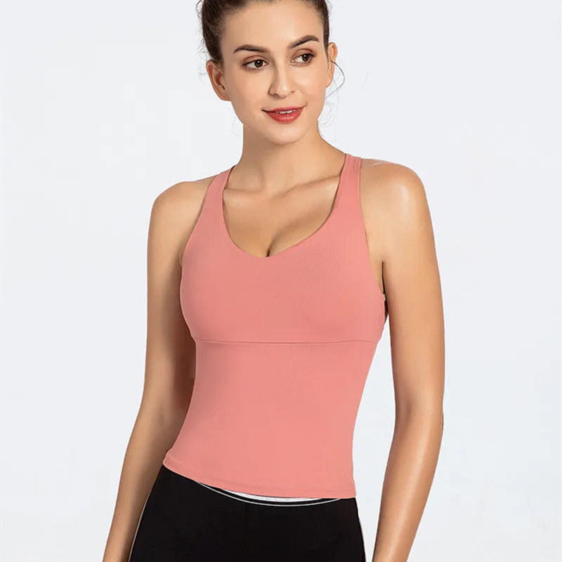 Женский спортивный жилет с разноцветными лямками Облегающая майка для фитнеса