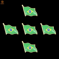 5pcs brazil waving green flag brooch hat suit wear pin commemorative badge collection for decoration