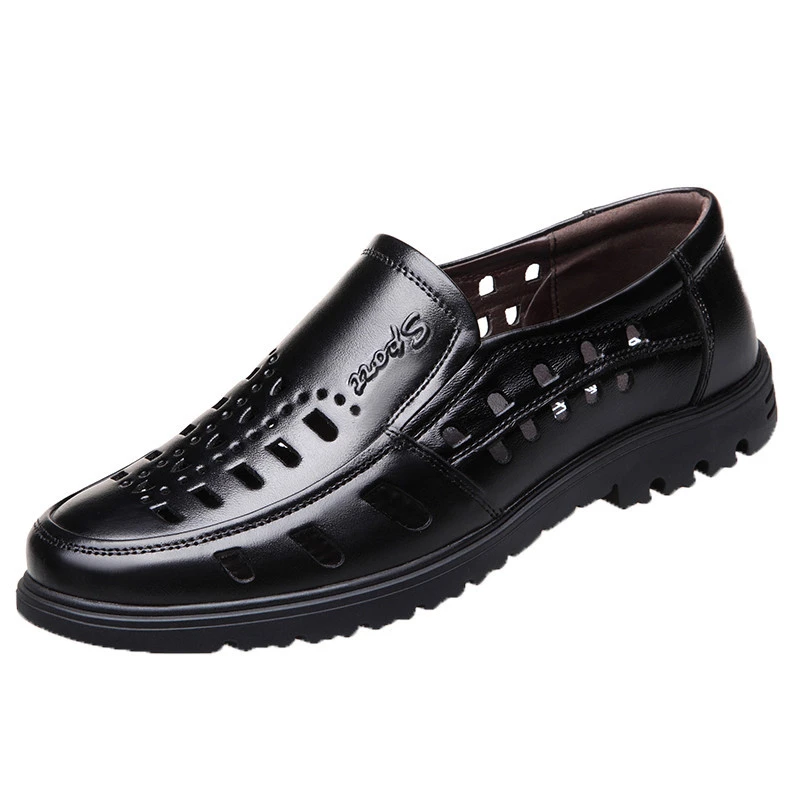 

Summer Breathable Italian Men Dress Shoes Formal Genuine Leather Shoes Men Designer Perforated Mens Black Office Shoes Loafers