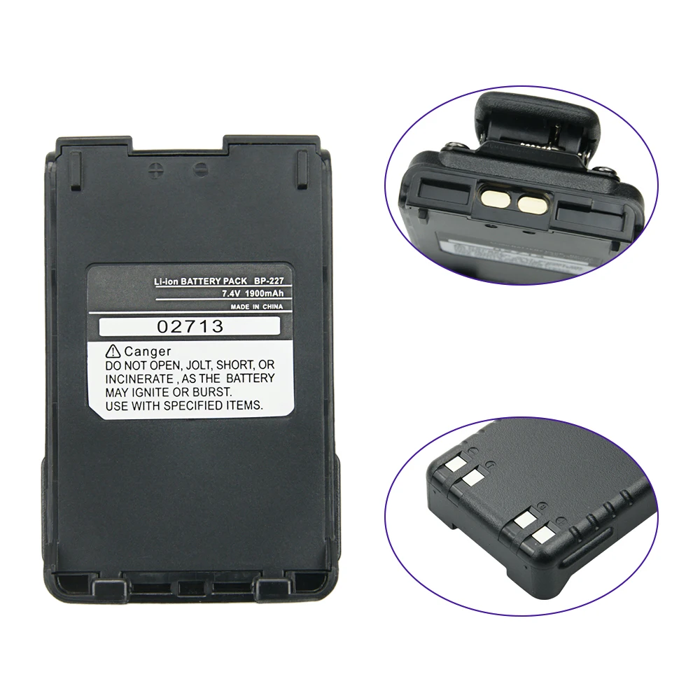 10х Замена для Icom BP-227 батарея совместима с BP-227Li двухсторонняя Радио (1900mAh 7 4 V