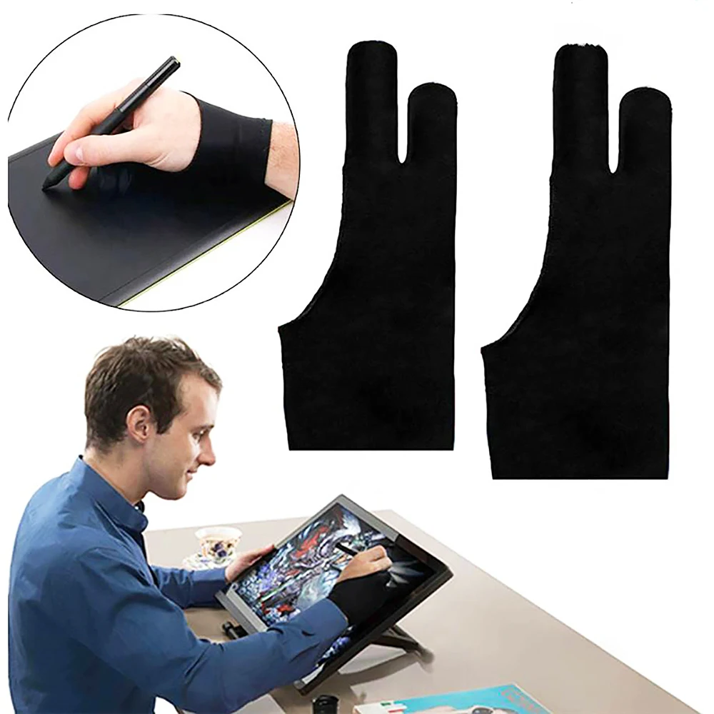 2 шт. черный пальца перчатка художник предотвращающая контакт с экраном для