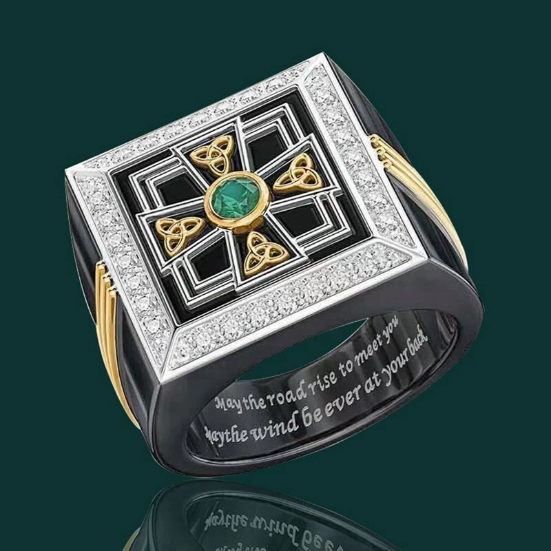 2021 Ретро классическое двухцветное антикварное кольцо с крестом мужское