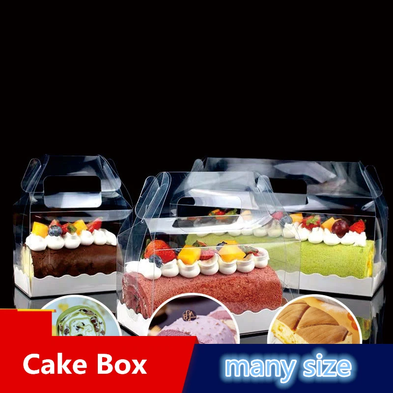 

Clear Plastic Portable Cupcake Swiss Packing Gift Box Transparent Cake Box With Handle