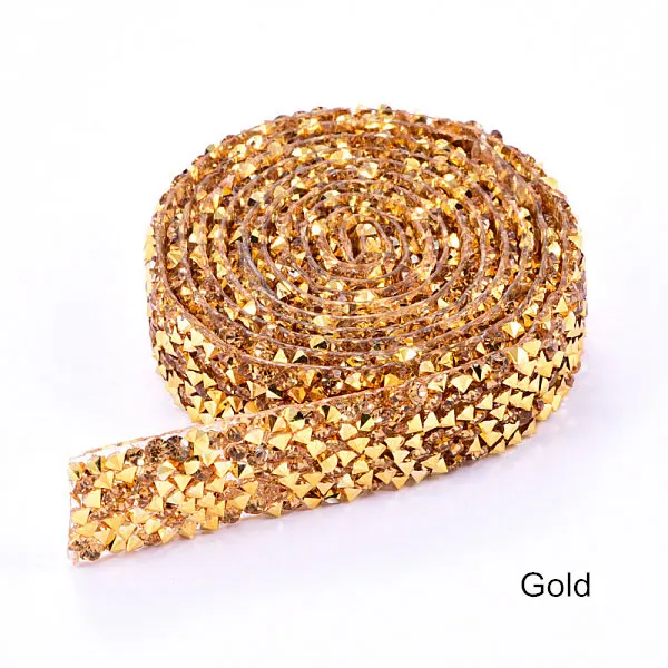 Gold 1 ярд/Лот, ширина 15 м, много цветов, стразы, окантовка, кристалл, серебро, стразы, окантовка, пояс, стразы, отделка, сделай сам, B3838 - Цвет: Gold