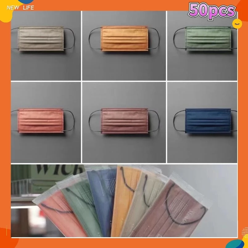 Маска одноразовая Защитная 3-слойная для мужчин и женщин модная однотонная с