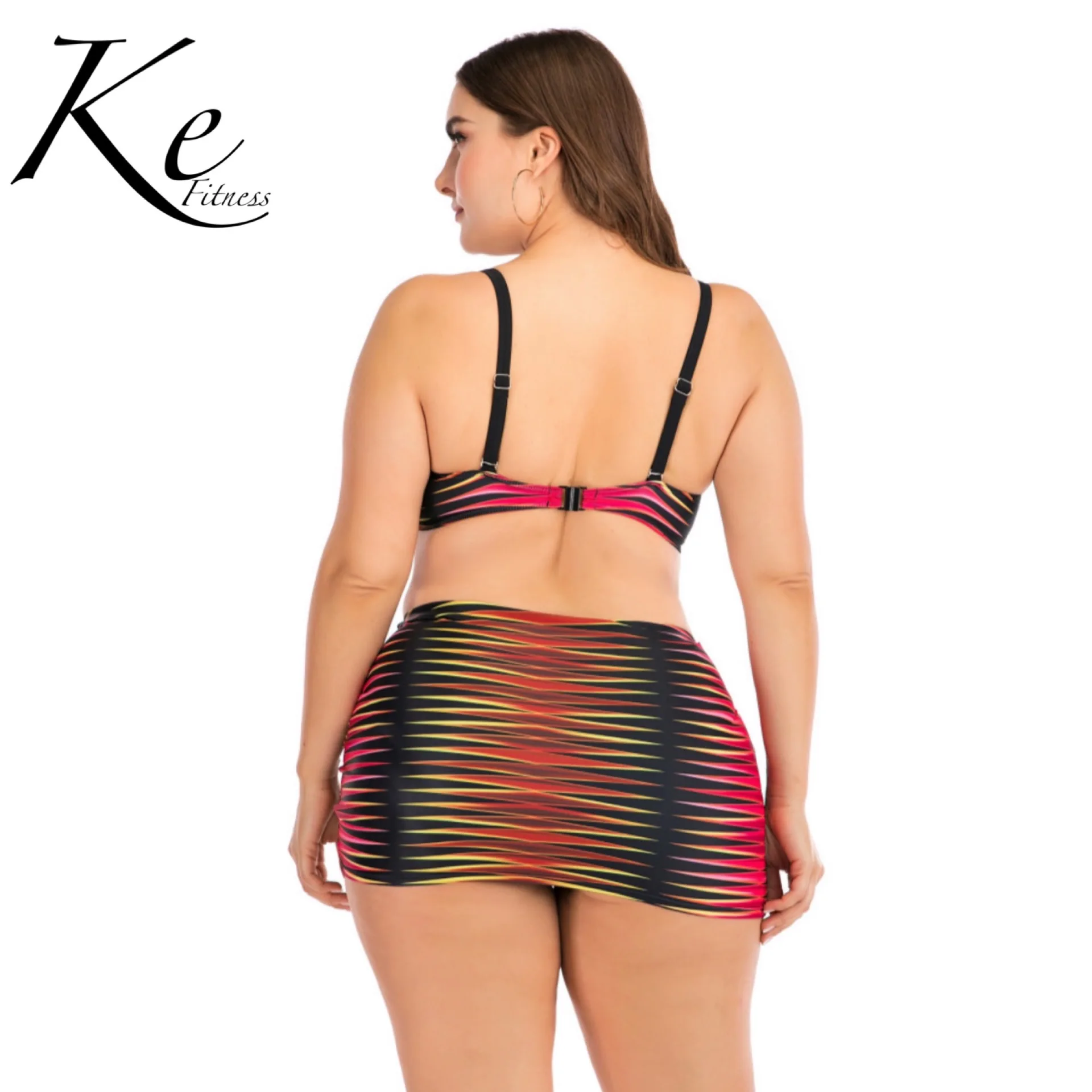 

KE New Collection 2020 plus size bikini skirt style woman steel care big cup ladies swimwear fantasy color high waist
