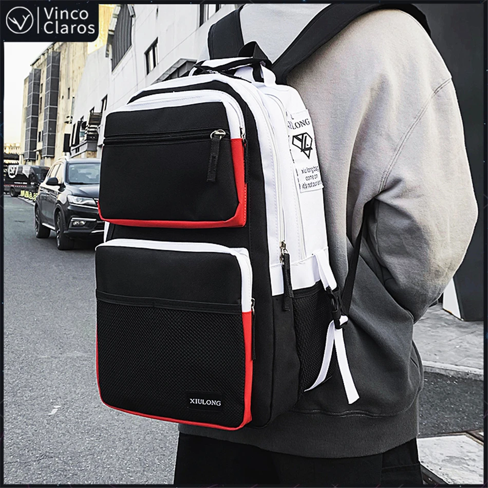 

Fashion Large Capacity Men's Backpack Multiple Pockets School Backpack for Teenager Trend Cool Couple Backpacks Unisex Bags 2020