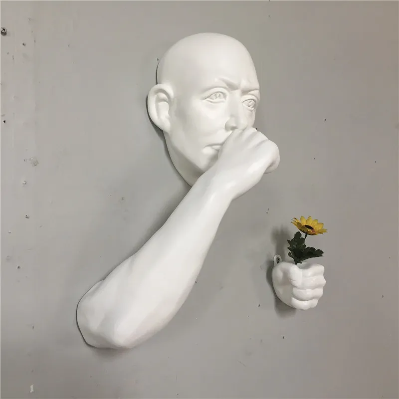 

3D Character Sculpture Man Wall Hanging Statues Home Bar Decoration Handicraft European Retro Creative Art Figurine