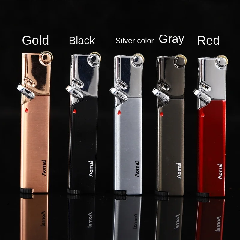 

Straight Into The Lighter Creative New Product Grinding Wheel Blue Flame Personality Ultra-thin Windproof Inflatable Lighter