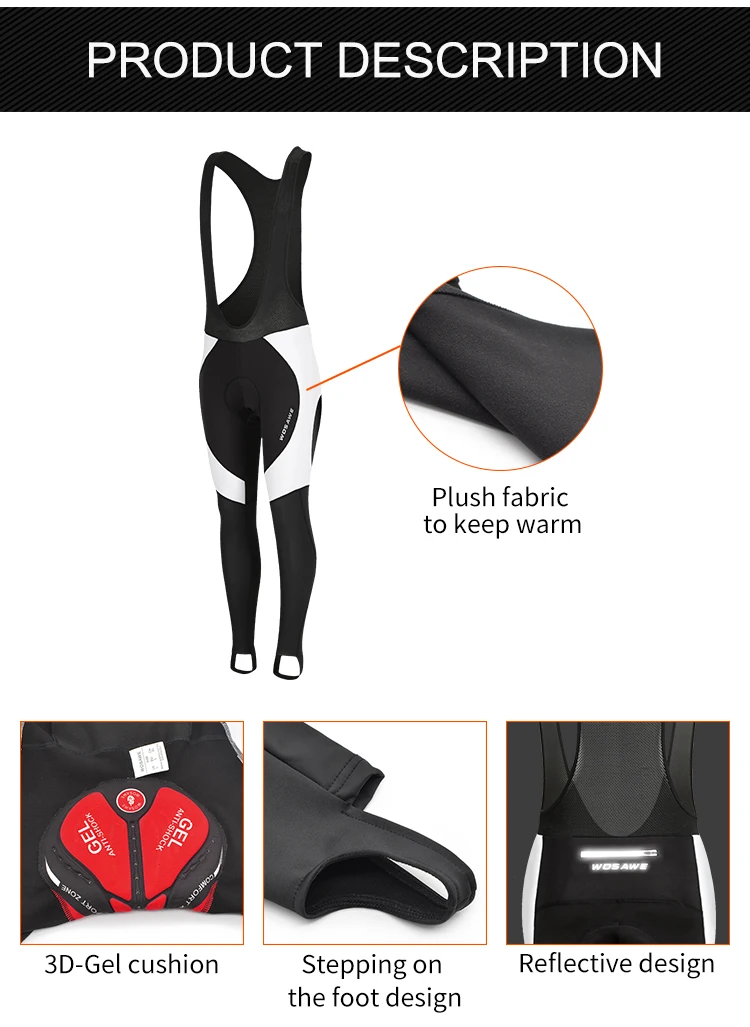 WOSAWE велосипедный нагрудник длинные трико мужские 3D гелевые подкладки дорожный