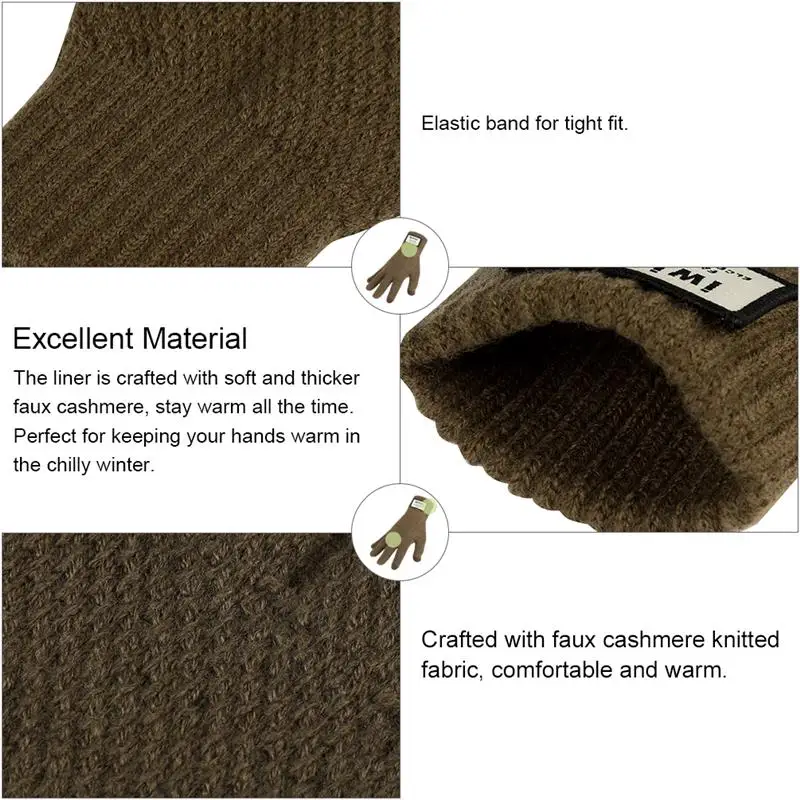 Vbiger теплые зимние вязаные перчатки толстые для холодной погоды ветрозащитные с