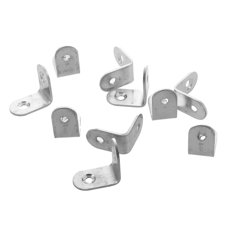 

10 pieces Stainless Steel Round Corner angle iron shelves Two Holes 25 x 25 x 1.5 mm