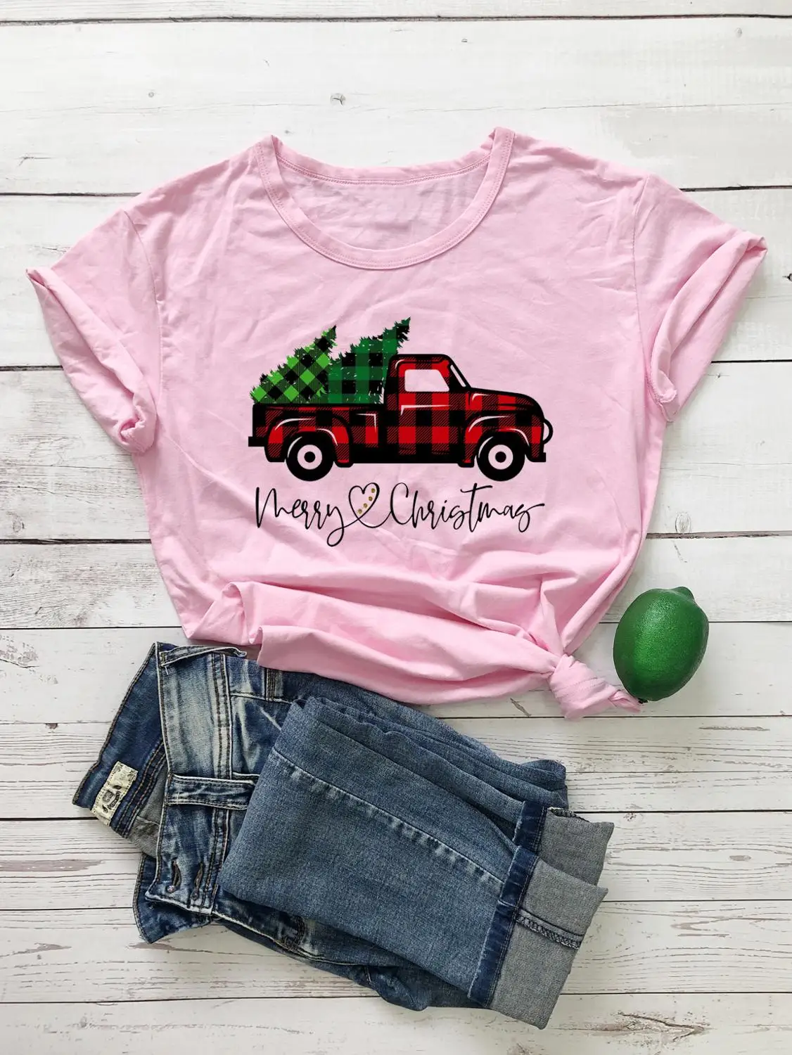 Цветная клетчатая веселая Рождественская женская футболка с рисунком буйвола 100%