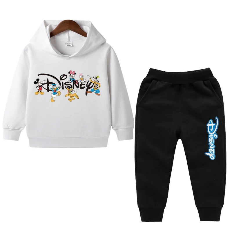 

1-8 Y Kids Boys Girls Clothing Disney Sets Casual Fashion Mickey Mouse Casual Hoodies + Pant Kids Children Baby Clothing Suit