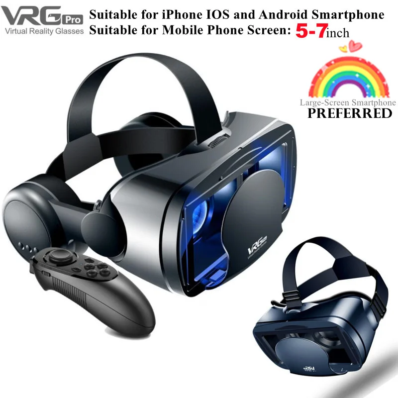 Original VR Virtual Reality 3D Glasses Box Stereo VR Google Cardboard Headset Helmet for IOS Android Smartphone,Wireless Rocker