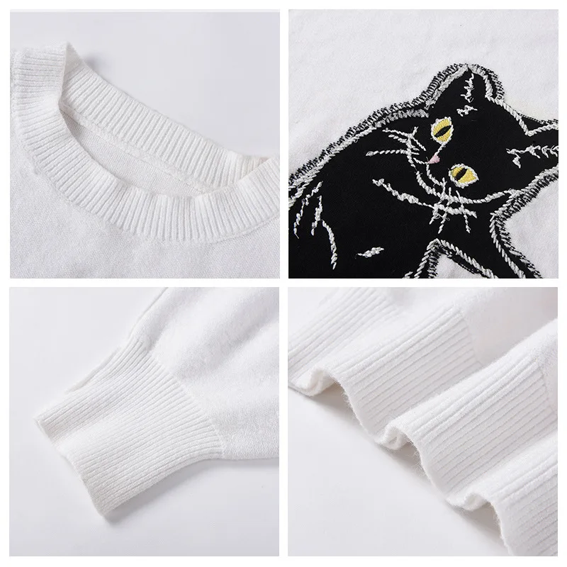 

Gezelligheid Sweaters Women 2021 Autumn Winter New Fashion Elegant Casual Korean Style Animal Loose Pullover Knitting Sweater