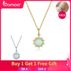 BAMOER Аутентичные 925 стерлингового серебра белый опал медальон в форме солнца ожерелье для женщин звено цепи ожерелье серебро 925 ювелирные изделия SCN399