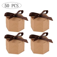 50pcs vintage kraft gift box candy boxes with ribbon snack boxes for candycakejewelrygifttoyparty packing boxes