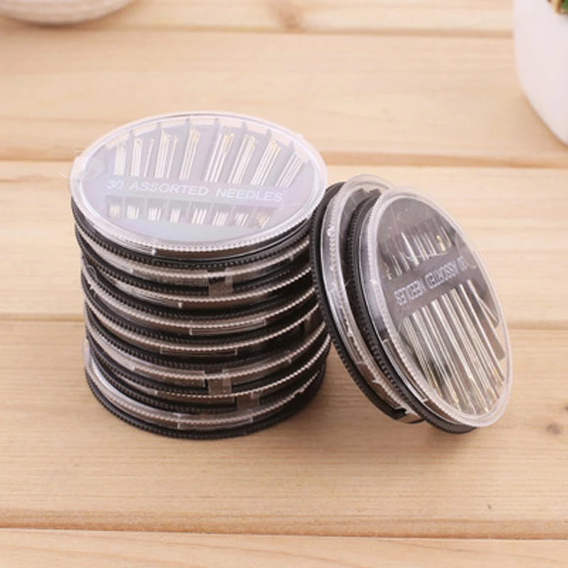 30 шт./компл. Ассорти ручные швейные иглы с круглой коробкой для хранения из