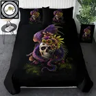 Набор постельного белья Flowery Skull by Sunima, Фиолетовый готический комплект с пододеяльником и цветочным рисунком, набор из 3 предметов с изображением монстра, Mystery Art
