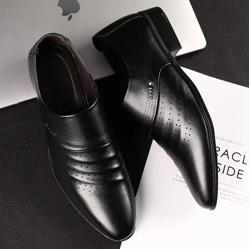 Туфли Mazefeng мужские кожаные роскошные брендовые дышащие мокасины без застежки