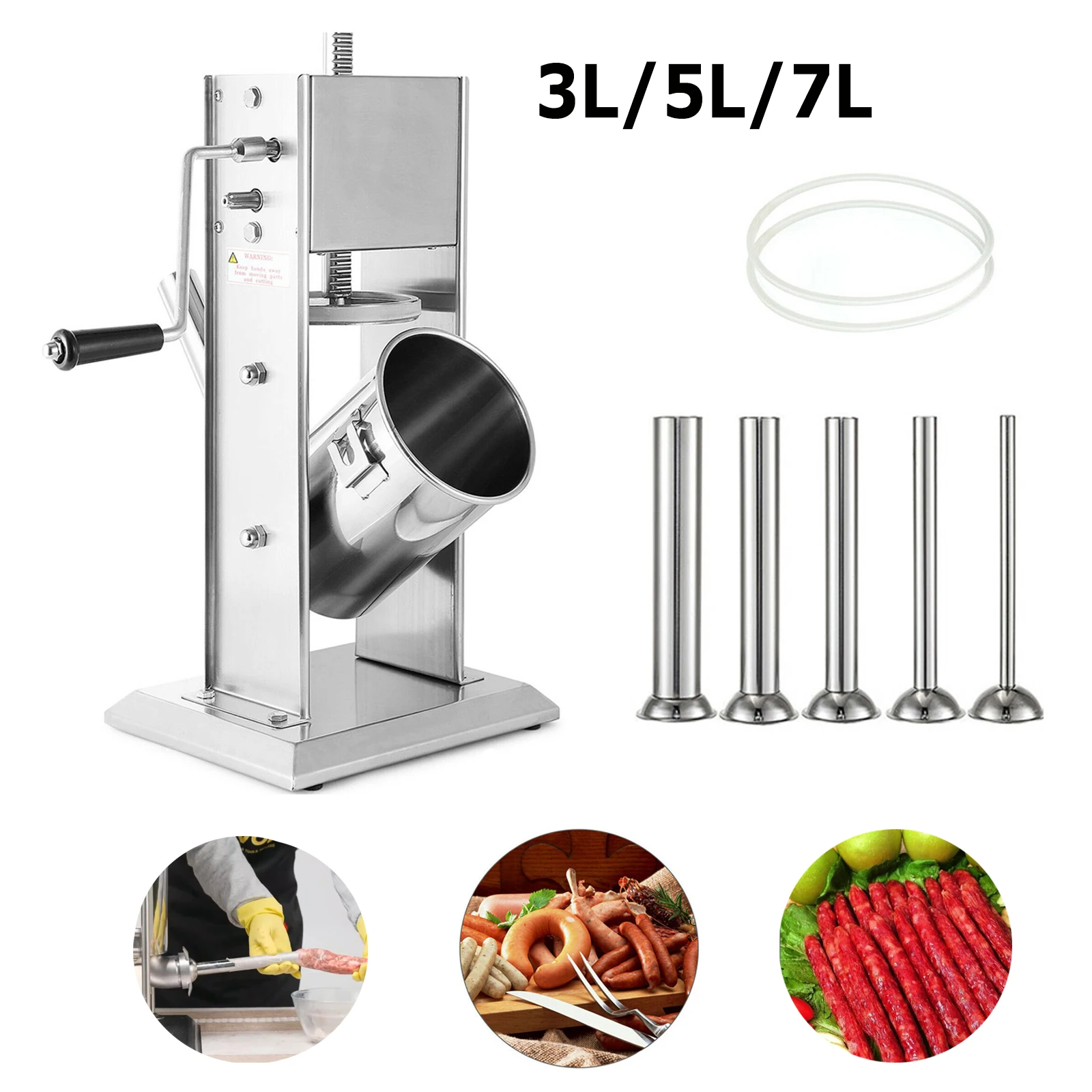 

Вертикальный колбасный шприц 3 л/5 л/7 л, устройство для наполнения мяса, медленная/быстрая ручная машина для колбасы с 5 стандартами