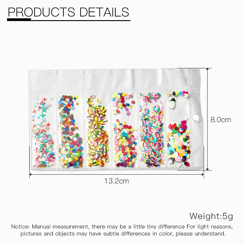 1 пакет/сетка блестки для ногтей в форме сердца звезды красочные геометрические