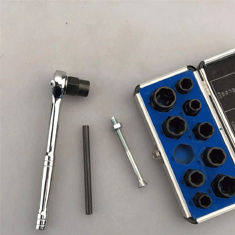 10 Pcs Nut Remover 9-19mm Impact Extractor Kit Slot Bolt Tool Drive Lock | Обустройство дома
