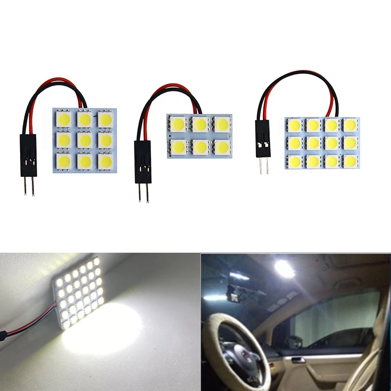 

50pcs Festoon T10 6 9 12 15 18 24 36 48 LED 5050 SMD Car Auto Interior Reading Door Lights Panel Dome Lamp Bulb BA9S 3 Adapters