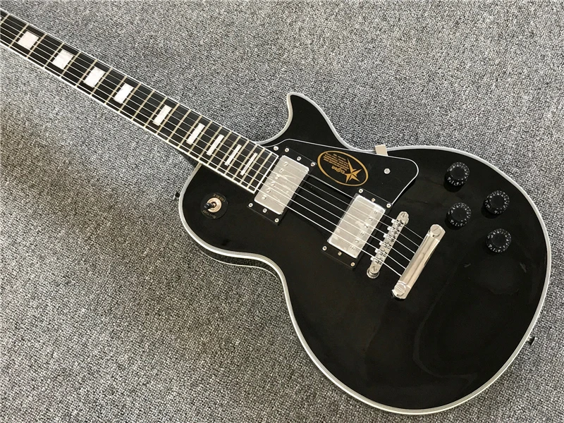 

Free delivery, black electric guitar, high quality electric guitar，silver hardware electric guitar