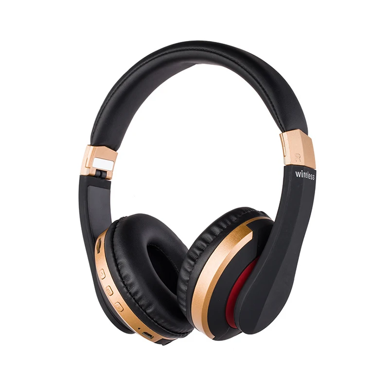 Black and Gold Беспроводные наушники Bluetooth 5,0 наушники с микрофоном слот для sd-карты шумоподавление супер бас для телефона PC tv PS4 - Цвет: Black and Gold