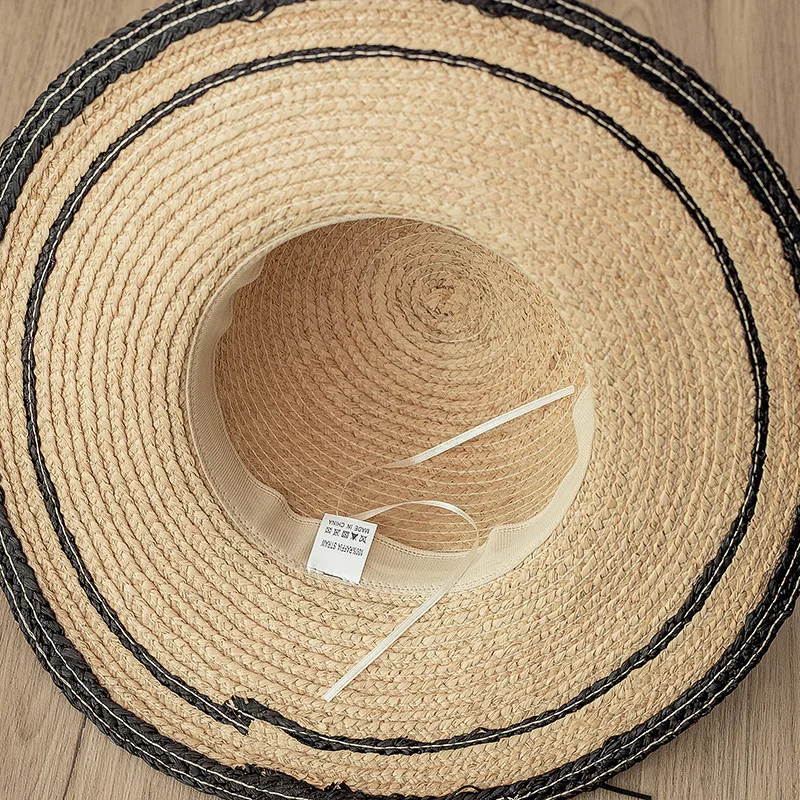 

Summer Ladies European and American Style Big Brim Straw Raffia Hat Outdoor Travel Sunscreen Beach Holiday Sun Cap women