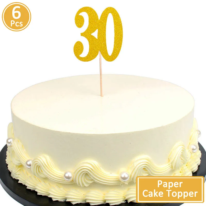 6pcs 30 topper Lincaier 32 дюйма 62 см 30 день рождения воздушные шары счастливые 30 лет вечерние украшения для мужчин и женщин - Цвет: 6pcs 30 topper